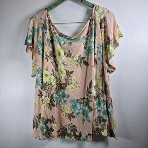 Emerald, Boutique Brand, Off the Shoulder, Floral, A-Line Top, ETK-8415, Sz 1X